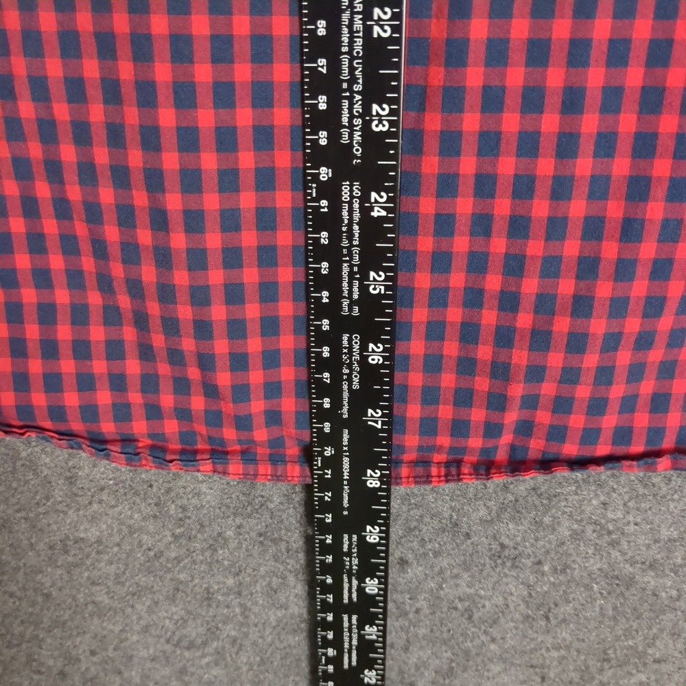American Eagle Mens Classic Fit Gingham Button Down Shirt Red Navy Blue Large - Picture 9 of 11